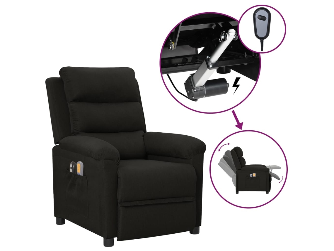 Electric Massage Chair, Electric Massage Chairs Vidaxl Preto Tecido
