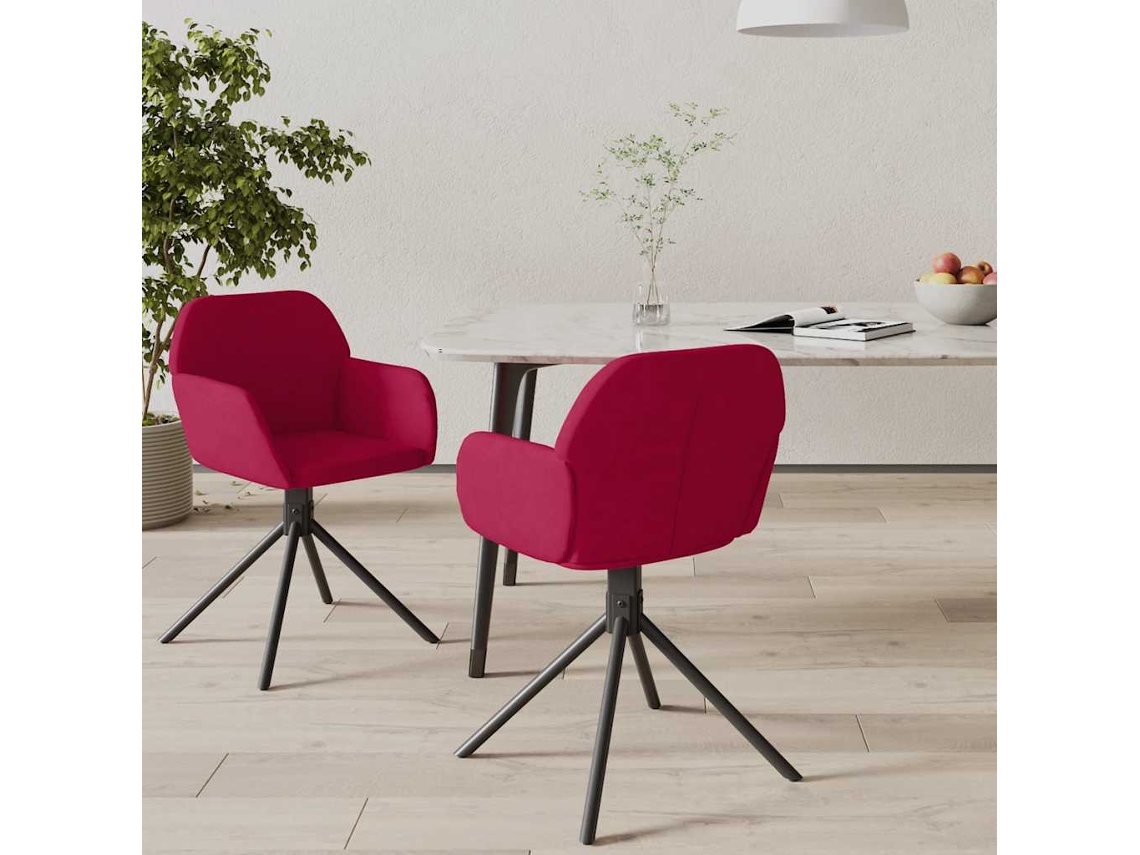 Vidaxl Cadeiras De Jantar Giratórias 2 Pcs Veludo Vermelho Tinto