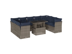Conjunto de Sofá de Jardim, 10 Peças, Almofadas, Rattan Cinza MAISON EXCLUSIVE
