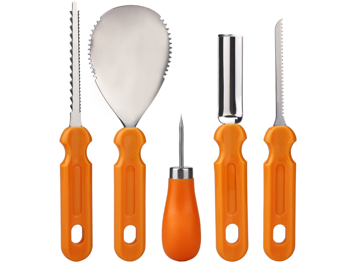 Kit de ferramentas para escultura de Halloween com miçangas, 5 peças em aço inoxidável e PP, para adultos e crianças.