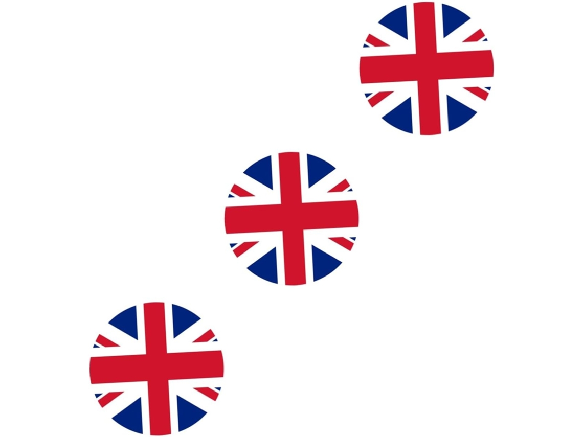 Conjunto De 3 Adesivos De Chão Redondos Com Decoração Inspirada Na Bandeira Britânica.
