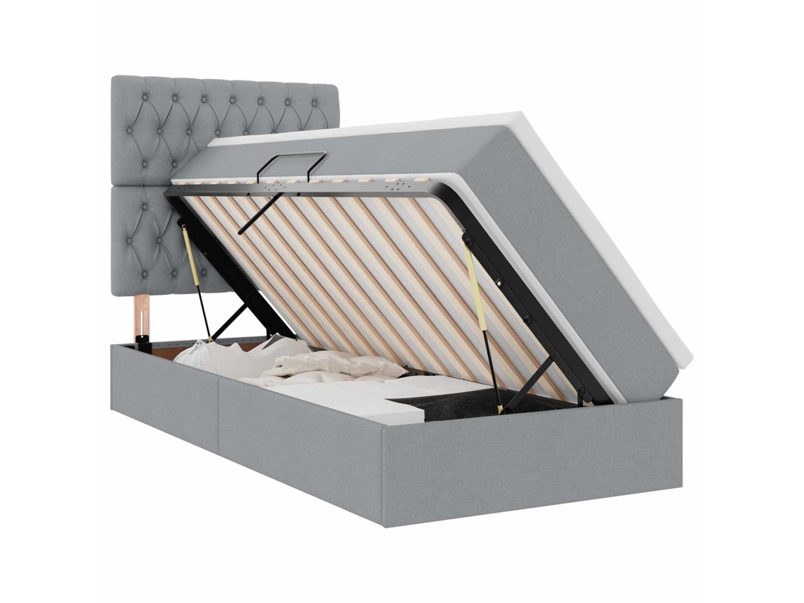 SYFAX™ Cama de Armazenamento Led com Colchão Cinzento claro