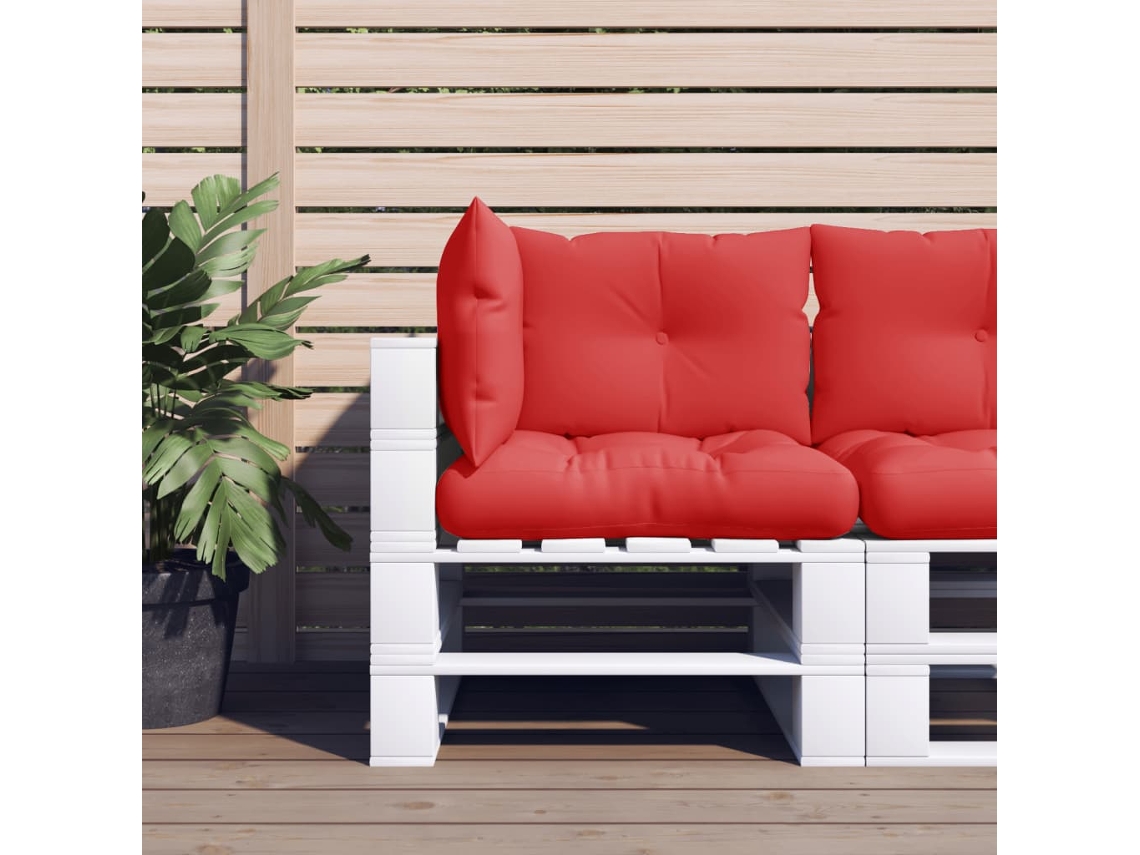 Vidaxl Almofadões De Paletes 3 Pcs Tecido Vermelho