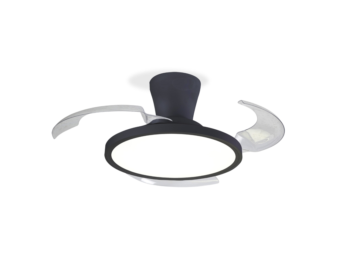 Ventilador de Teto com 3 Pás Dobráveis ​​transparentes, Ø90 Cm, Motor Silence 25w, 3 Tons de Luz, Regulável, com Comando À Distância, Inverno/verão AZABAK