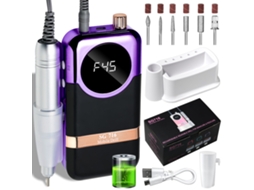 Conjunto Manicure/pedicure Chrui Sg716 Lima Elétrica 45000rpm 6 Pontas (roxo Iridiscente)