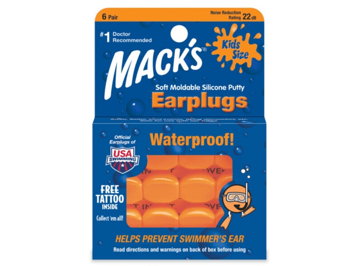 Tampões de Nadar à prova de água para crianças Orange Mack's