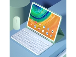 Capa de Teclado Bluetooth para Honor M6/matepad 10.8 com Teclado e rato, português, verde e branco XIAOMOYU