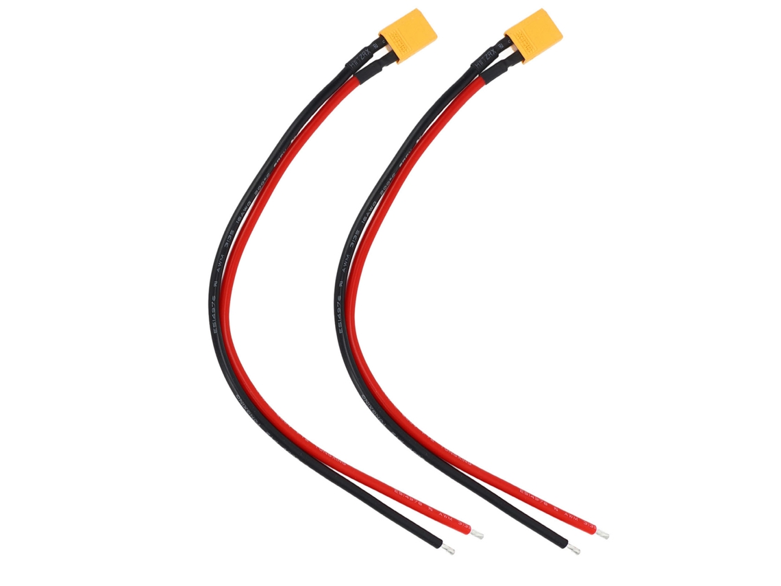 Conjunto de 2 Conectores Fêmea Xt30 com Cabo Silicone Awm16 Bateria Lipo Drone Rc