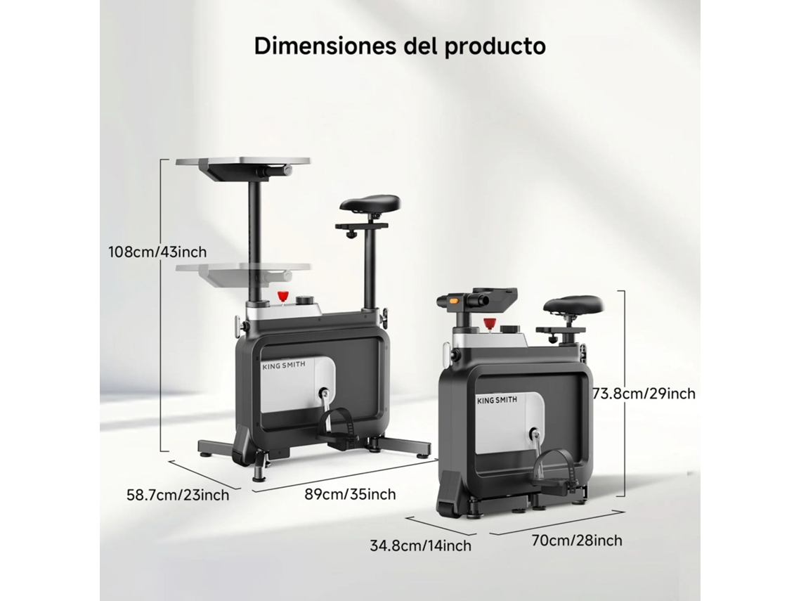 Bicicleta De Exercício Dobrável 3 Em 1 Kingsmith W1b, 6 Posições, 8 Níveis, 120 Kg, Com Mesa Integrada