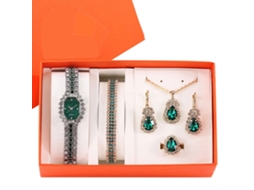 Conjunto de Presente Feminino com Relógio de Pulseira de Malha e Caixa Laranja SPQMENT