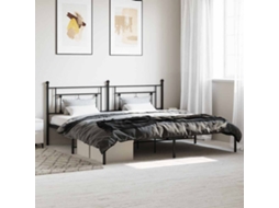 Vidaxl Estrutura de Cama com Cabeceira 193x203 Cm Metal Preto