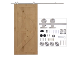 Kit de Ferragens de Aço Inoxidável para Portas Deslizantes, Ø 2,5x200 cm Prata | S/MARCA