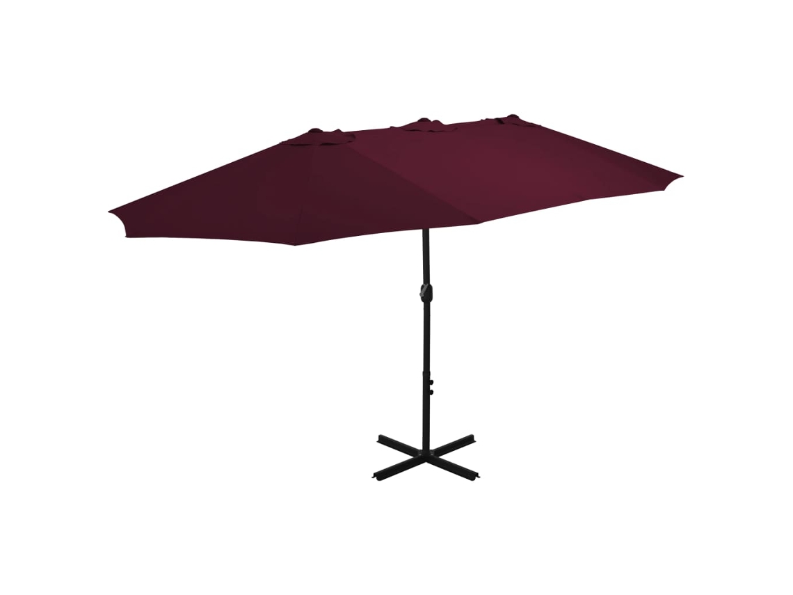 Vidaxl Guarda-sol Exterior C/ Poste Alumínio 460x270cm Vermelho Bordô