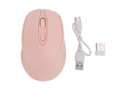 Rato Sem Fio Bluetooth 5.0 2.4g Dual Mode com Receptor Usb Recarregável Silencioso Rosa para Pc Laptop | S/MARCA
