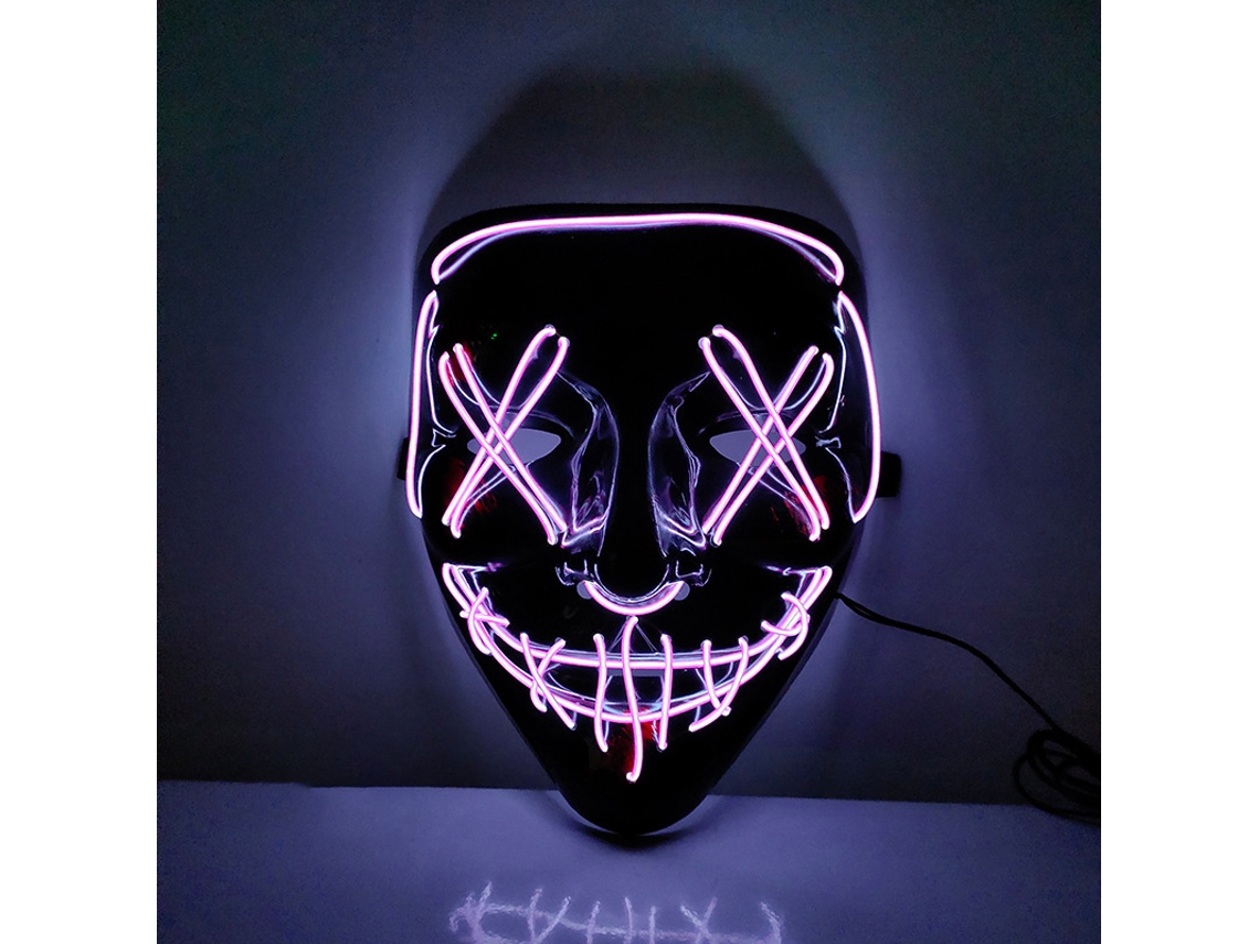 Máscara Led de Halloween Luminescente Rosa com Design Ergonômico para Cosplay Assustador | S/MARCA