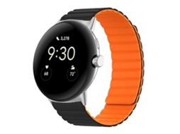 Lurelia Google Pixel Watch Band, Pulseira Magnética De Silicone, Preto Laranja
