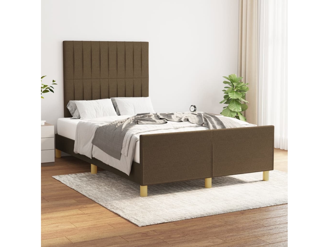 Vidaxl Estrutura De Cama Sem Colchão 120x200 Cm Tecido Castanho-escuro