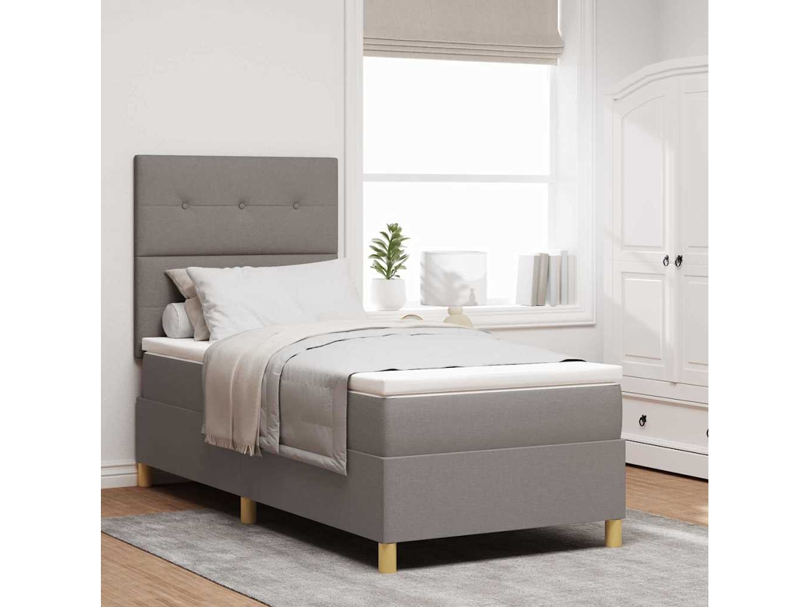 Vidaxl Cama Box Spring Led Cinzento-acastanhado 80 X 200 Cm Tecido