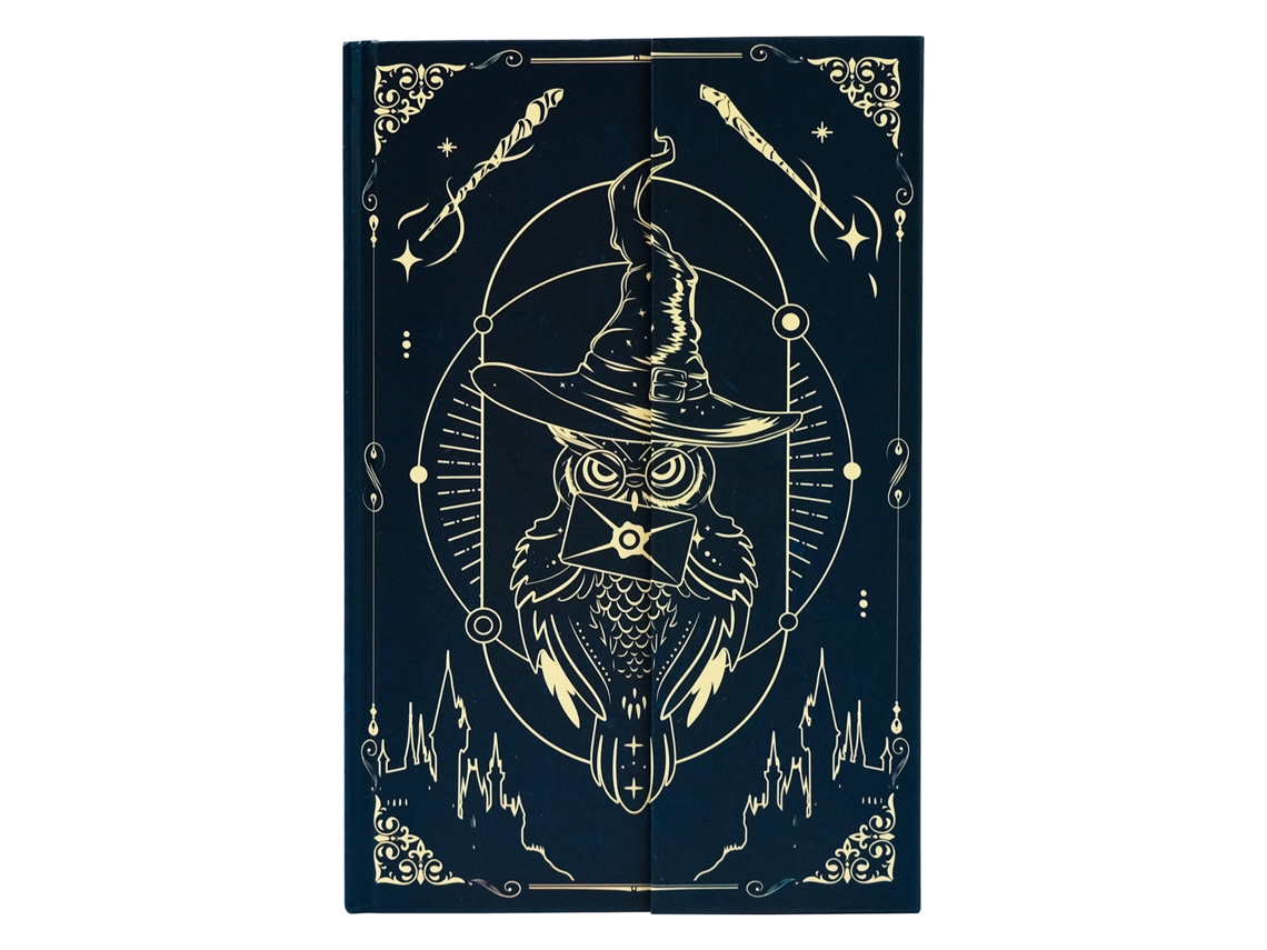 Caderno De Capa Dura Com Coruja Da Academia Do Chapéu Mágico, Magnético Criativo, Diário Estudantil, Pequeno Azul