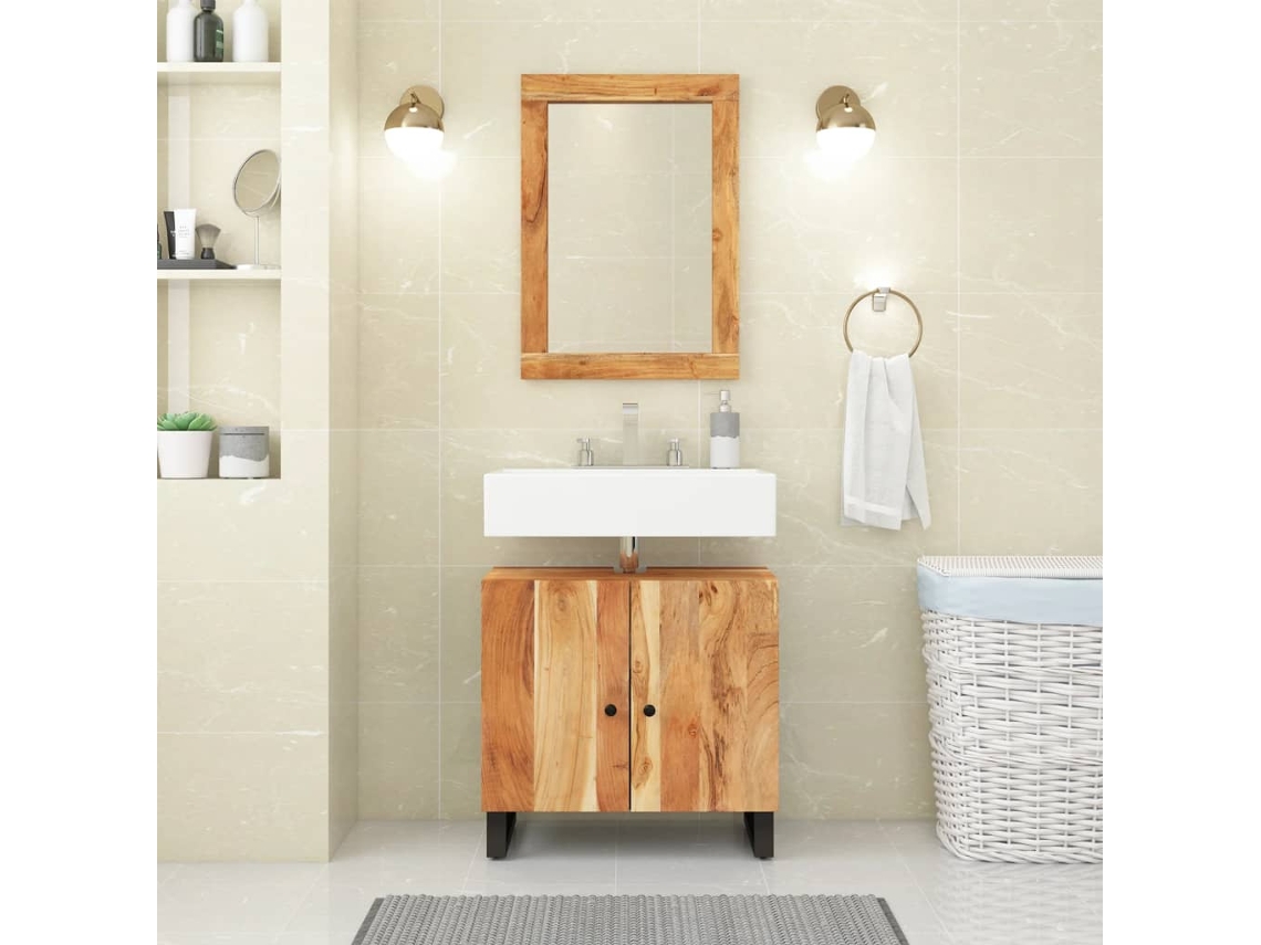 Vidaxl Móvel Para Lavatório 62x33x58cm Acácia Maciça/derivados Madeira