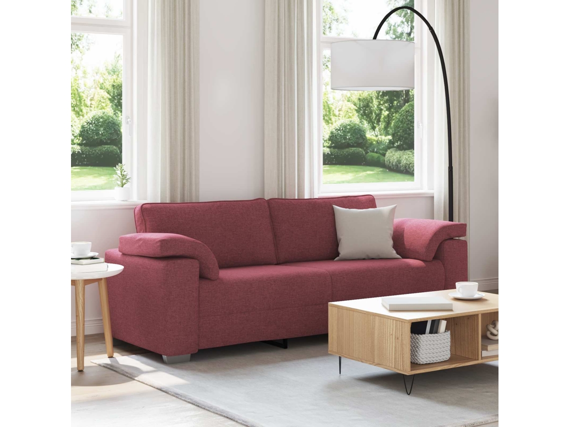 Vidaxl Sofá De 3 Lugares Vinho Vermelho 220 Cm Tecido