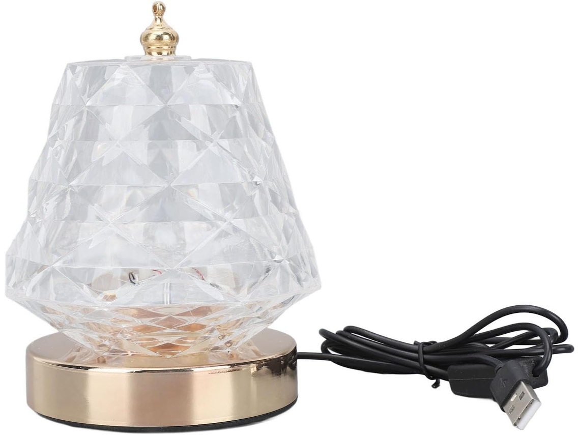 Abajur de cristal com 16 LEDs RGB com mudança de cor, luz noturna com efeito diamante e controle remoto.