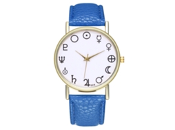 Relógio Analógico de Pulso com Pulseira Pu e Mostrador Grande Azul Real