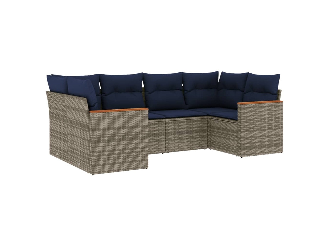 Conjunto de Sofá de Jardim, 6 Peças, Almofadas, Rattan Cinza MAISON EXCLUSIVE