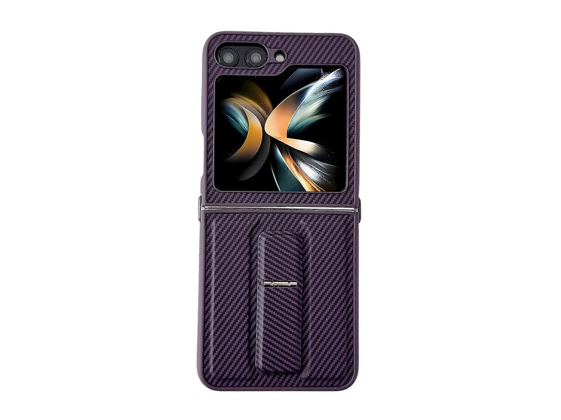 Capa De Celular Dobrável De Couro Com Fibra De Carbono E Suporte