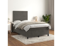 Vidaxl Cama Boxspring Com Colchão 120x200 Cm Veludo Cinzento-escuro