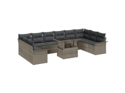 Conjunto 11 Conjunto De Sofá De Jardim Vidaxl Cinzento Vime Pe (344 X 187,5 X 85 Cm)