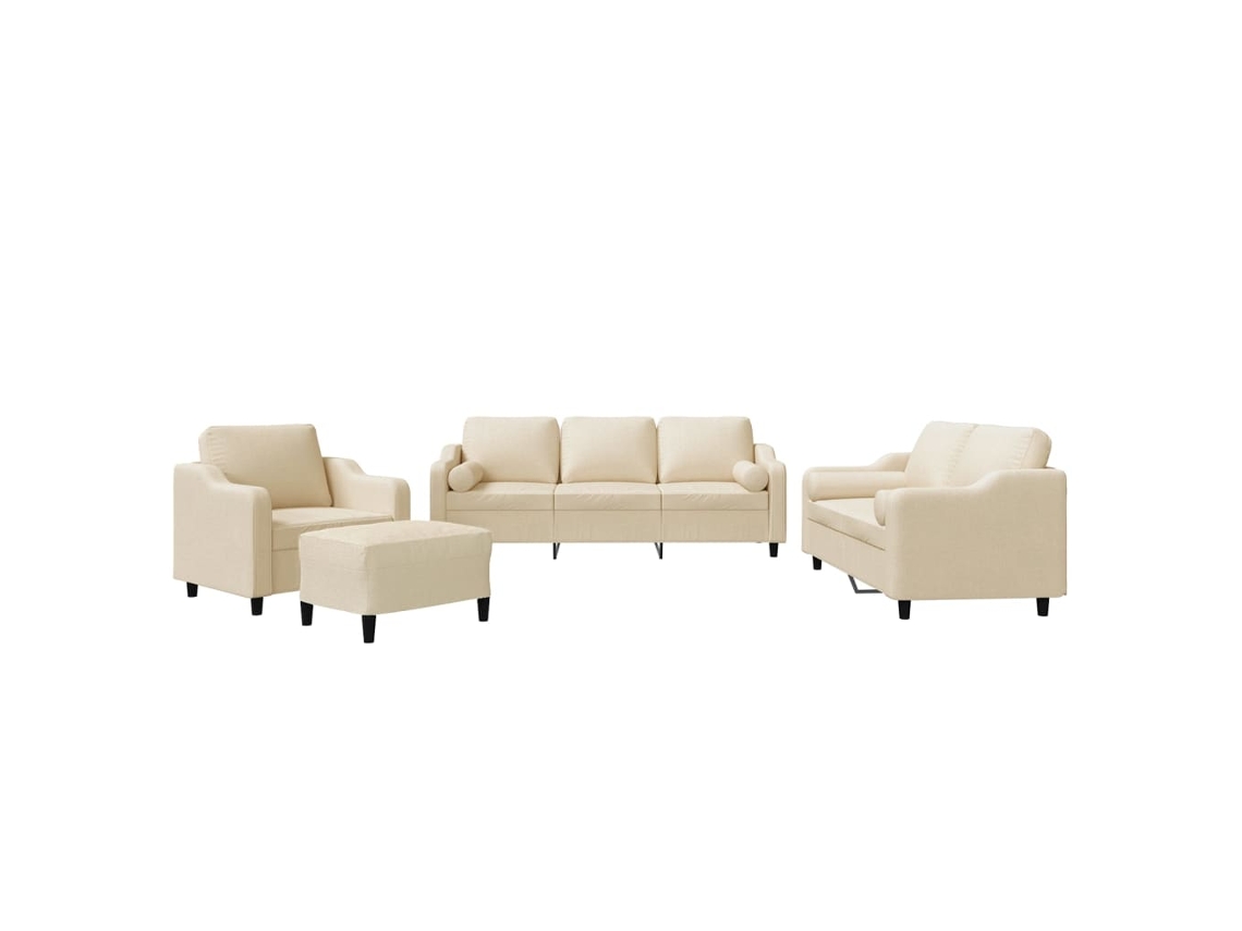 Conjunto De Sofás Vidaxl Creme Tecido (198 X 77 X 80 Cm)