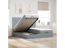 Vidaxl Estrutura De Cama Otomana Com Colchões Tecido Cinzento Claro