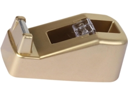Dispensador de adesivo de plástico dourado com bordas lisas e sem rebarbas, cortador compacto e prático para