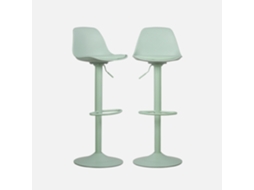 Conjunto De Bancos Altos De Cozinha Reguláveis Em Pele Sintética, Verde Celadon
