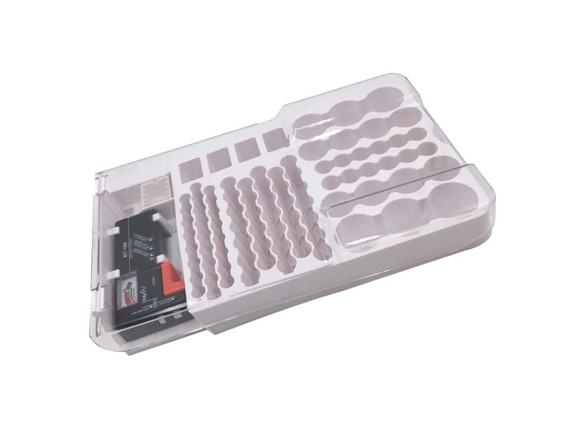 Topbathy Testador de Baterias Portátil Garneck, Branco, Grande Capacidade e Detecção Voltagem, Estojo