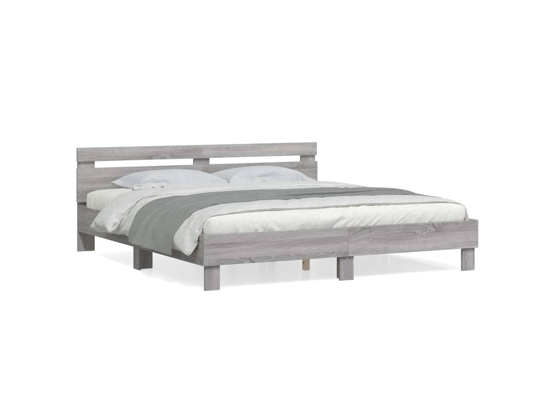 Bed Frame, Bed Frames Vidaxl Cinzeto Madeira Processada (200 X 200 Cm)