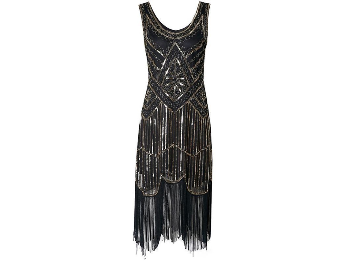 Vestido FEMININO FAST de Festa Anos 20 com Franjinhas, Strass e Pérolas Vintage