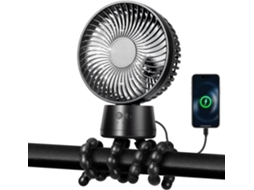 Ventilador Portátil de 50 Horas com Bateria de 10000mah, Suporte e Rotação para Carrinho de Bebê, Viagens e Carro Tf Preto 10000mah BRILVIBERA