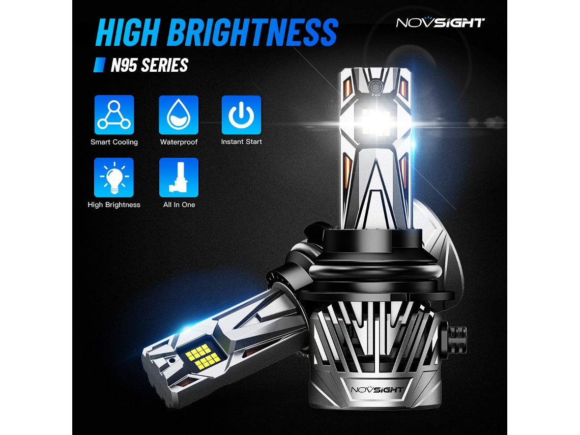 H4-novsight A500-n95 2 Peças 130 W 30000 Lm Led Lâmpadas De Farol 6500 K Branco Bright Faróis Dianteiros Led Lível de Resistência À Água Ip68