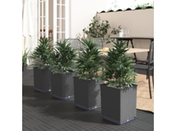 Vidaxl Vasos/floreiras 4 Pcs 30x30x37 Cm Polipropileno Preto