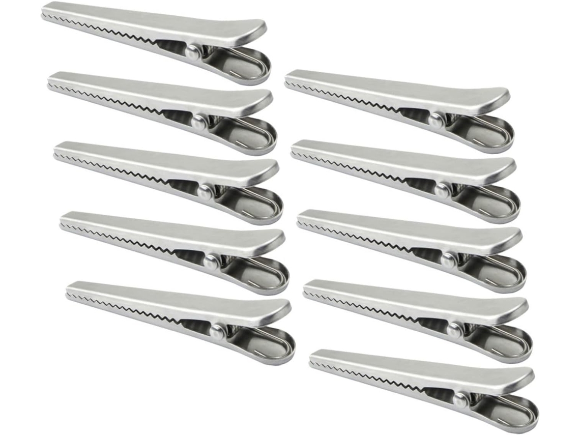 Conjunto de 10 clipes de aço inoxidável Toyvian para fechar sacos de alimentos, clipes grandes e reutilizáveis.