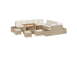Maison Exclusive - Conjunto De Sofá De Jardim 14 Pcs Bege Rattan Sintético