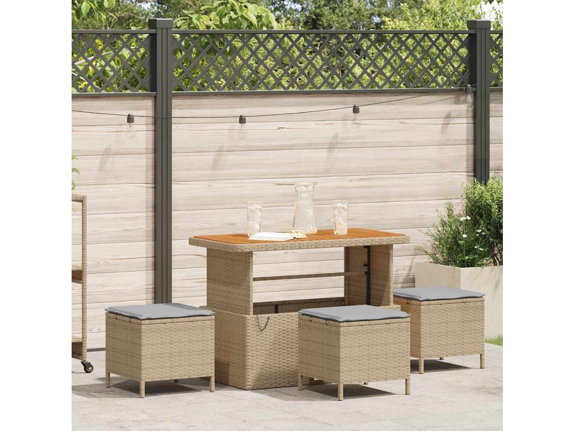 Vidaxl Conjunto De Jantar Para Jardim Bege Vime Pe