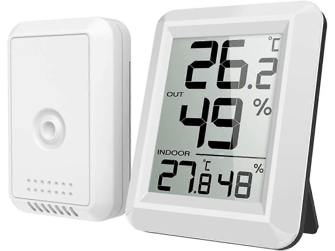 Termômetro Para Ambientes Internos E Externos, Termômetro Conectado Com Sensor Externo Sem Fio, Termômetro E Higrômetro Digital Com Tela Lcd Gran