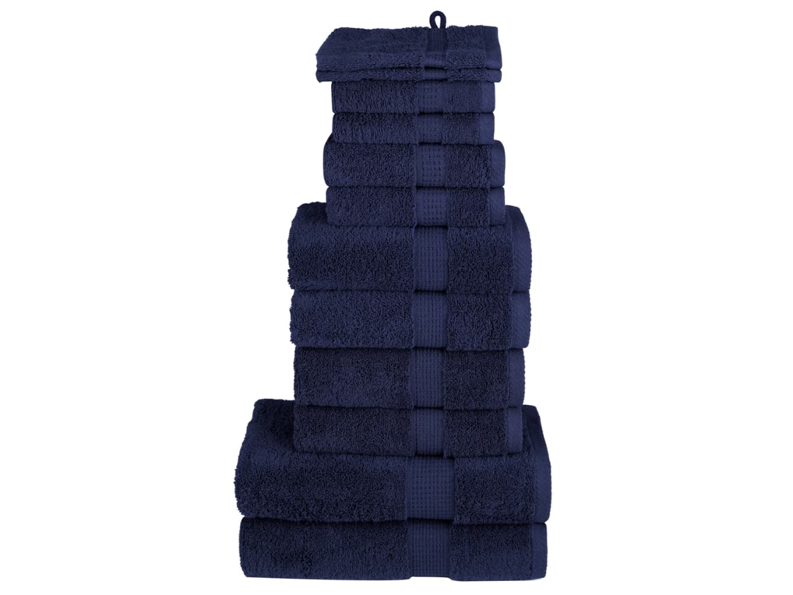 Vidaxl 12pcs Conjunto Toalha Premium Solund 600 Gsm Azul-marinho