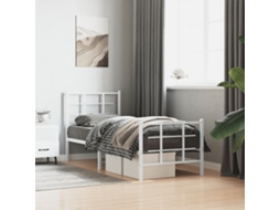 Vidaxl Estrutura De Cama Com Cabeceira E Pés 75x190 Cm Metal Branco