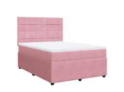 Cama com Molas/colchão 140x190 Cm Veludo Rosa MAISON EXCLUSIVE