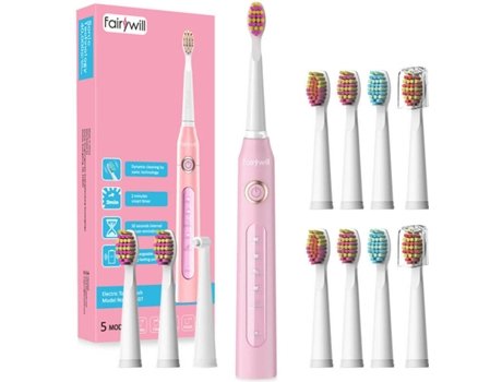 Escova de Dentes Elétrica FAIRYWILL FW-507 (Rosa - 10 Unidades)