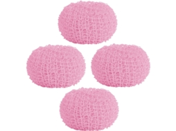 Escova De Lavar Louça Com 4 Bolas Aço E Esponjas Nylon Que Não Riscam, Cor Rosa